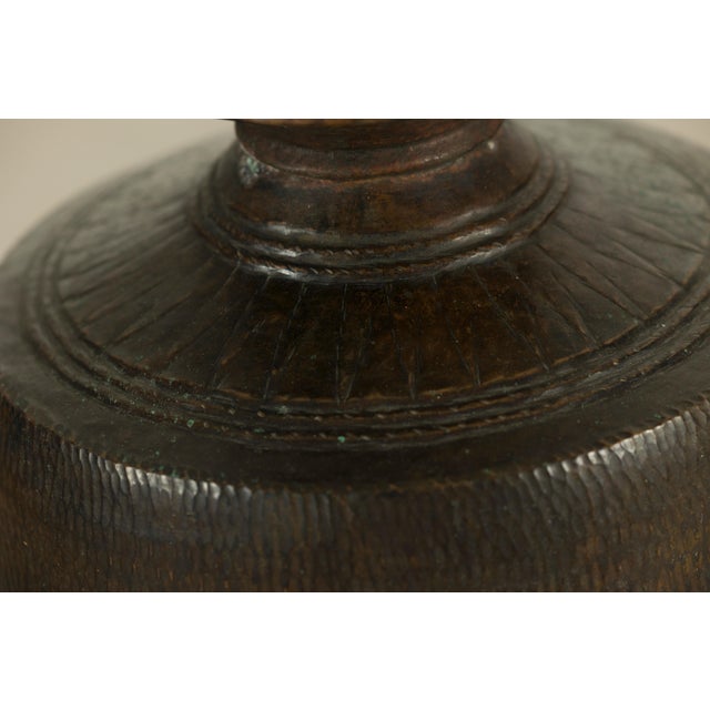Vintage Indian Hand-Tooled Metal Milk Jug with Ring Handle, Mid-20th Century For Sale - Image 11 of 13