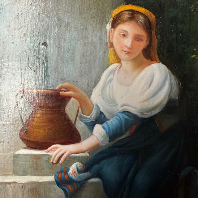 Realism Vintage European Style Gilt Frame Figural Painting Signed S. Depardieu For Sale - Image 3 of 6