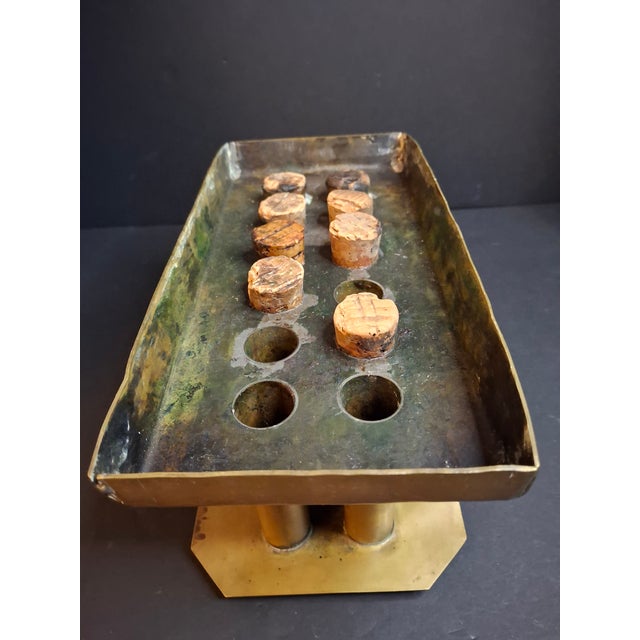 Ultra Rare Antique 18th C Heavy Brass 12 Tube Candle Mold Primitive Corks 5x10 For Sale - Image 13 of 16