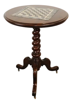 Antique Wooden Chess Table on Wheels, 19th Century