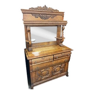 Late 19th Century Oak Buffet Sideboard Server For Sale