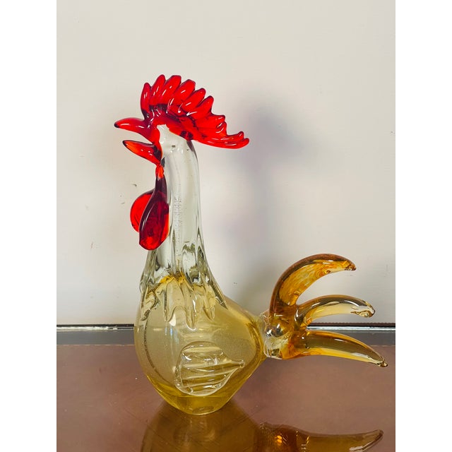 1960s Italian Blown Glass Rooster Figurine W Gold Specks For Sale - Image 4 of 7