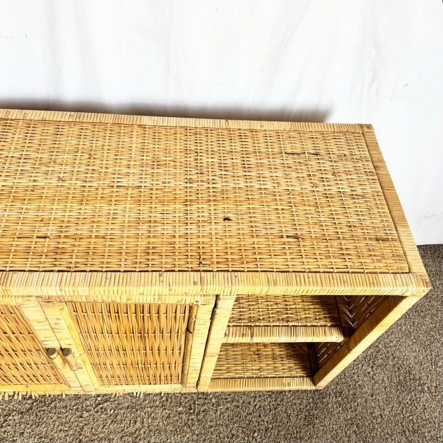 Wood Vintage Boho Chic Wicker Credenza For Sale - Image 7 of 11