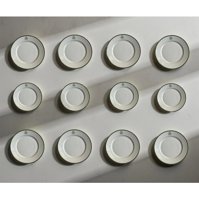 SS Monogramed Desert and Flat Plates with Gold Trim by Bareuther Bavaria, Germany,1930s, Set of 12 For Sale - Image 3 of 10