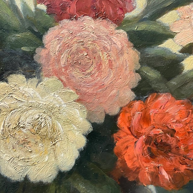 Vintage Floral Still Life Signed Original Oil Painting on Canvas | Chairish