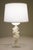 Alabaster 1930s Neoclassical Floral Column Carved Alabaster Marble Brass Table Lamp For Sale - Image 8 of 10