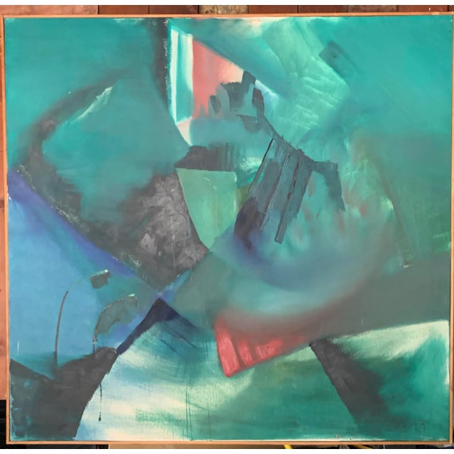 Abstract 1960s American School Modern Expressionist Oil Painting on Canvas For Sale - Image 3 of 13