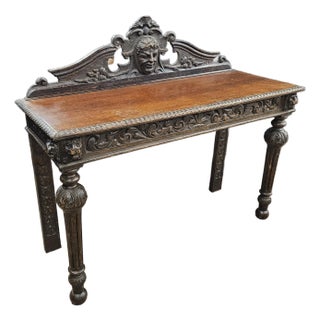 Late 19th Century Carved Oak Antique Victorian Hall Table For Sale
