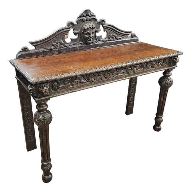 Late 19th Century Carved Oak Antique Victorian Hall Table For Sale