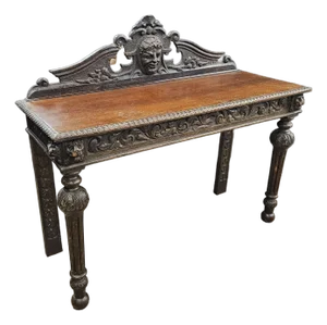 Late 19th Century Carved Oak Antique Victorian Hall Table