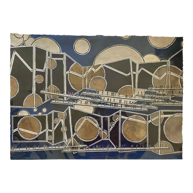 “Cosmic Mapping” — Signed Ink & Acrylic on Paper by Ruth Esserman (2021) For Sale