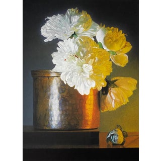 "Peonies and Copper" Limited Edition Archival Still Life Print by Master Realist Alex Gnidziejko For Sale