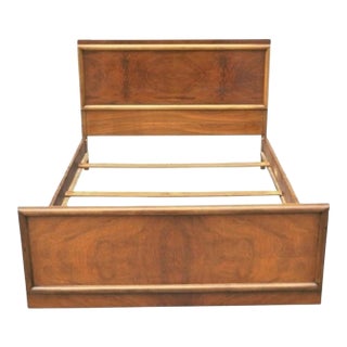 Vintage Mid Century Modern Art Deco Walnut Full Size Bed Frame by Joerns Bros For Sale
