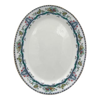 1800s 18" England Beech & Hancock Swan Bank Pottery Vernal Platter For Sale