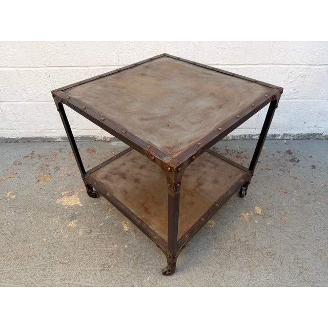 Late 20th Century Rustic Industrial Two-Tier Metal Accent Table For Sale - Image 14 of 15