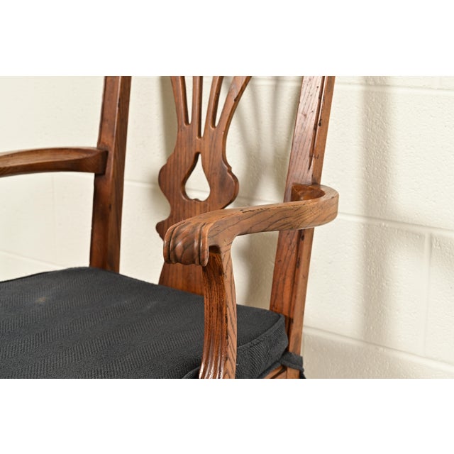 Henredon Georgian Carved Solid Oak Dining Chairs, Set of Eight For Sale - Image 10 of 16