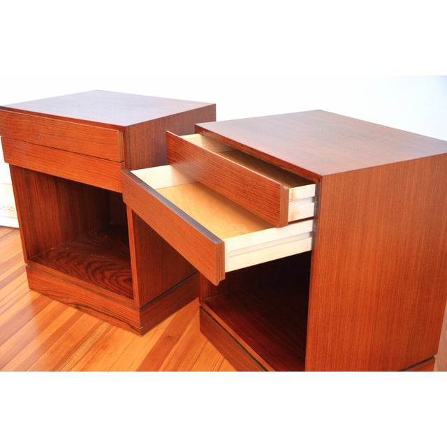 Arne Wahl Iversen Danish Modern Two Drawer Nightstands by Arne Wahl Iversen for Vinde Møbelfabrik - Pair For Sale - Image 4 of 14