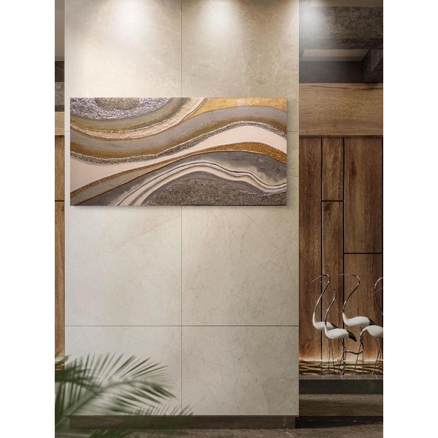 Resin Geode Painting, Gold Leaf and Crushed Glass (48"x24") For Sale - Image 4 of 10