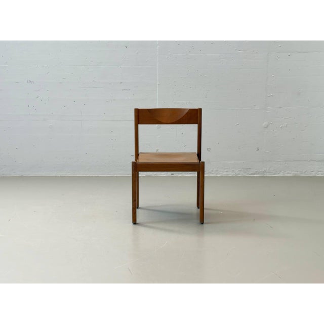 Mid-Century Minimalist Stackable Wooden Chair For Sale - Image 4 of 14