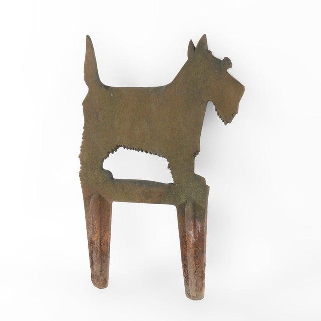 Antique Americana Wrought Iron Scottie Dog Cutout Silhouette Garden Sculpture C1920 Measures - 25" x 1/2" x 18"