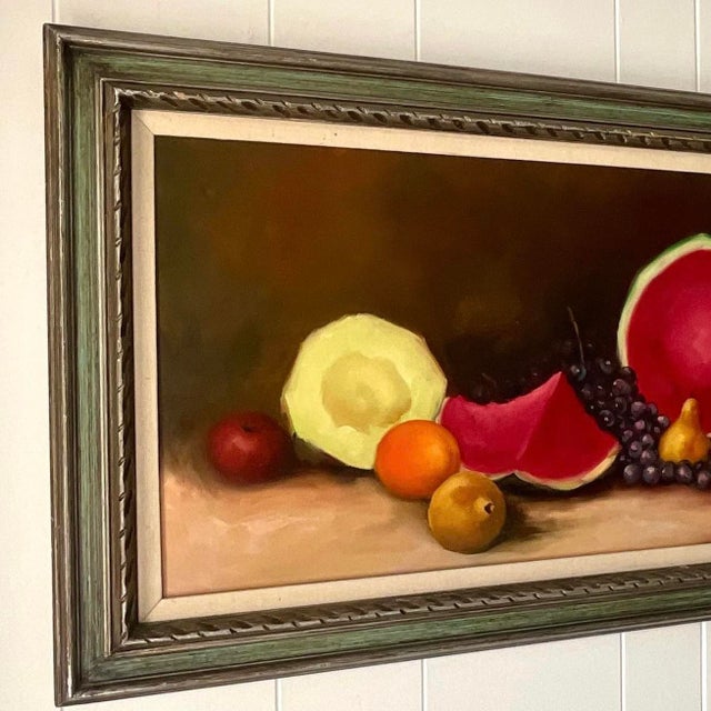 Vintage Signed Fruit Still Life Oil Painting on Canvas For Sale - Image 10 of 15