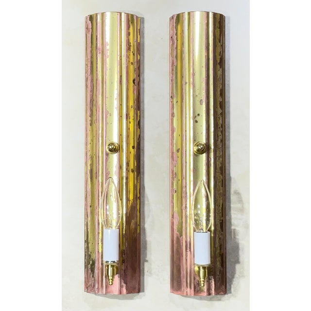 American One of a Kind Pair of Joseph Malekan Repurposed Solid Bronze Sconces For Sale - Image 3 of 14