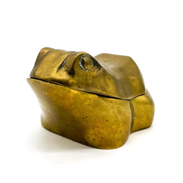 Late 20th Century Vintage Brass Frog Trinket Box – Hollywood Regency / Whimsical For Sale - Image 5 of 12