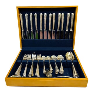 Vintage Gorham Greenbriar Pattern Sterling Silver Flatware in Box - Service for 12 (72 Pcs.) For Sale