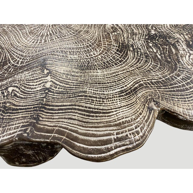 Andrianna Shamaris Live Edge Single Charred Cerused Teak Wood Side Table For Sale - Image 12 of 18
