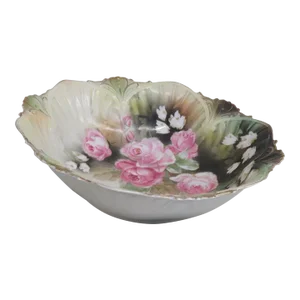 Rs Prussia Porcelain Floral Pink Roses Large Serving Bowl
