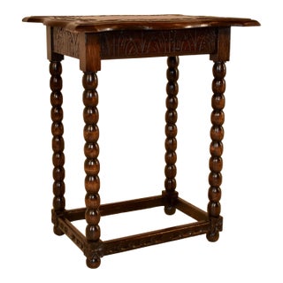 19th Century English Oak Carved Side Table For Sale