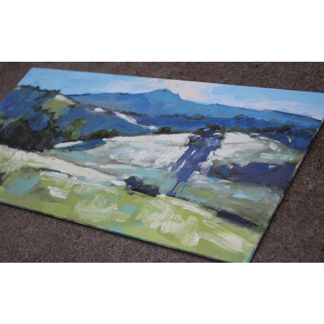Contemporary Contemporary Landscape, Distant Summer Hills Oil Painting For Sale - Image 3 of 9