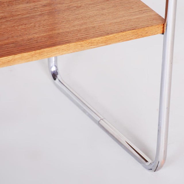 Small 20th Century Bauhaus Chrome and Oakwood Table, Czech, 1930s For Sale - Image 9 of 10