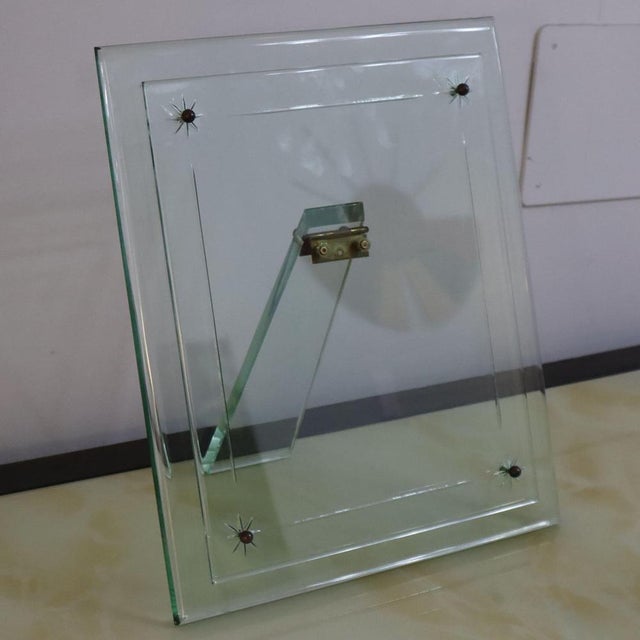 Metal Vintage Glass and Brass Photo Frame by Pietro Chiesa for Fontana Arte For Sale - Image 7 of 7