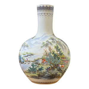 Vintage Large Famille Rose Porcelain Onion Shape Vase 22" H