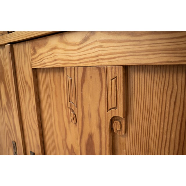Antique Art Nouveau German Pine Cabinet with Two Drawers, 1910 For Sale - Image 11 of 18