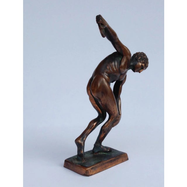 1970s Vintage C.1970's Terra-Cotta Plaster & Gilt Grecian Olympic "Discus" Athlete For Sale - Image 5 of 11