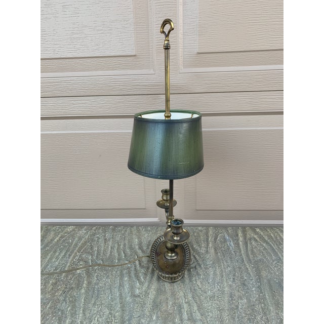 Mid-20th Century French Provincial Brass Bouillotte Lamp With Green Shade For Sale - Image 9 of 10