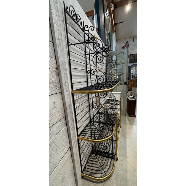 Art Deco Vintage 1920’s French Brass & Wrought Iron Baker’s Rack For Sale - Image 3 of 12