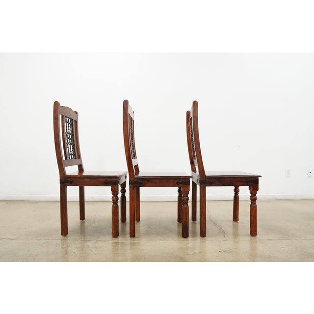 Wood Vintage Rajasthani Style Solid Wood Dining Chairs For Sale - Image 7 of 17