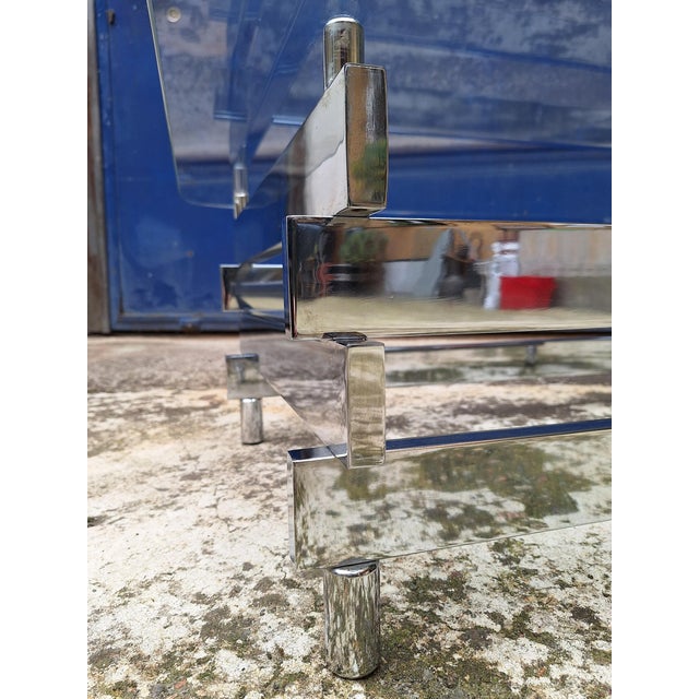 1970s Table in Chromed Steel and Glass, Italy, 1970s For Sale - Image 5 of 10