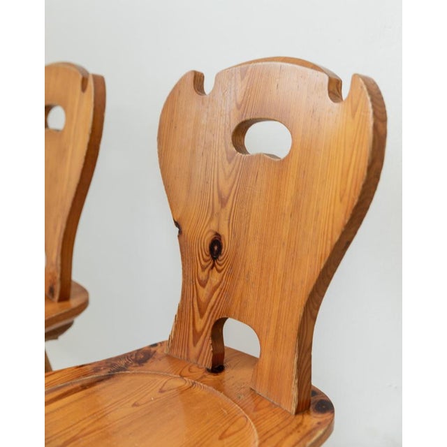 Vintage Folk Style Wooden Farmhouse Chairs, 1960s, Set of 3 For Sale - Image 9 of 12