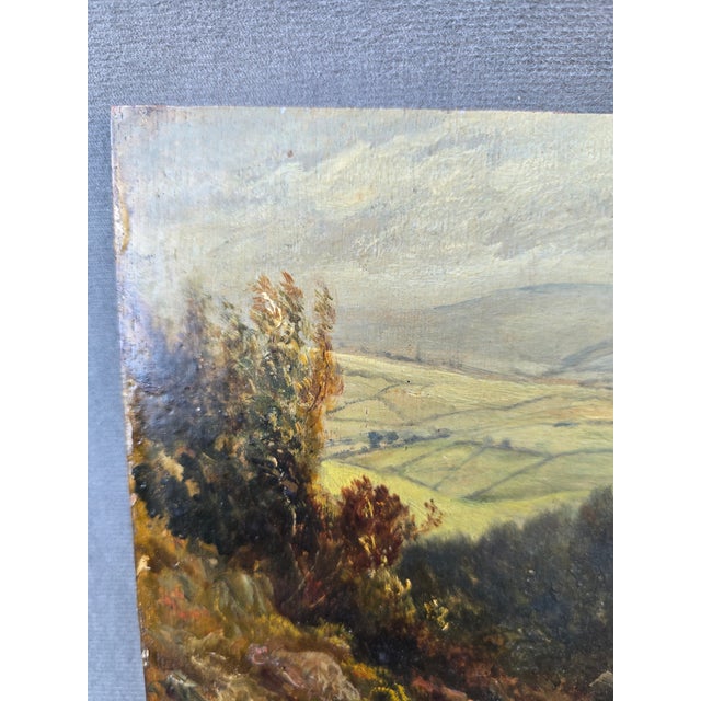 Traditional Late 19th Century Rural Landscape Painting on Wood For Sale - Image 3 of 7