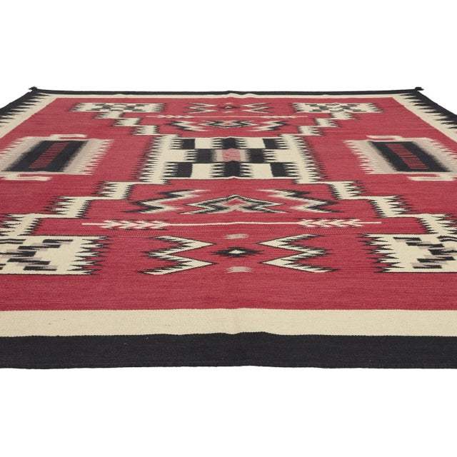 Tribal Southwestern Red Navajo-Style Rug With Storm Pattern - 09'00 X 11'09 For Sale - Image 3 of 9