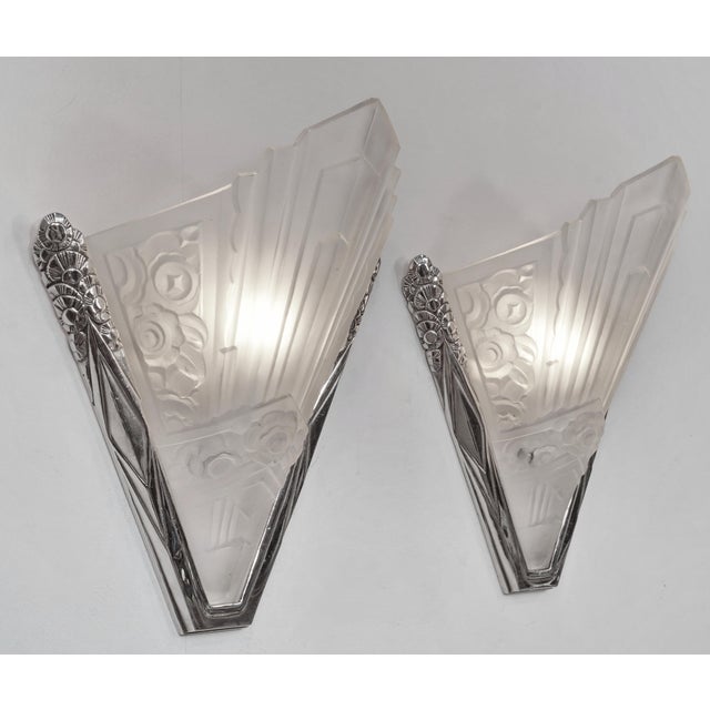 1930s French Art Deco Wall Sconces by Sevb France - A Pair For Sale - Image 6 of 10