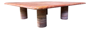 Red Travertine Coffee Table by Angelo Mangiarotti for Up&Up, Italy, 1970s