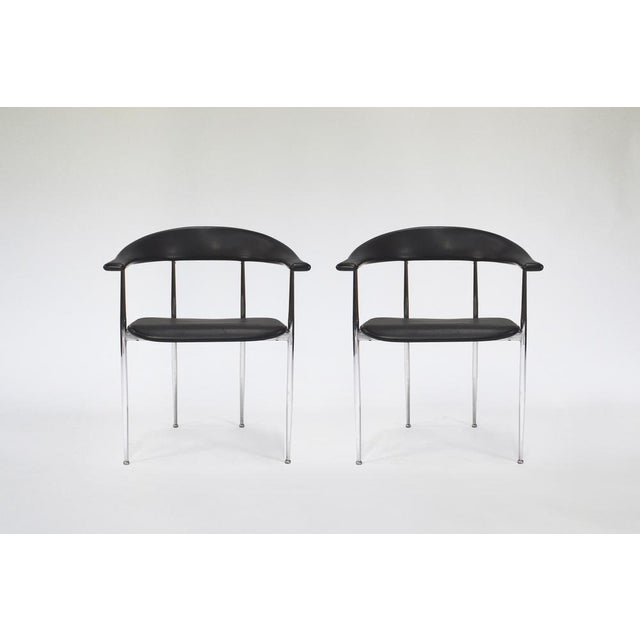 Metal Set of Vintage Black Chrome P40 Armchairs by Giancarlo Vegni for Fasem, 1980s For Sale - Image 7 of 7