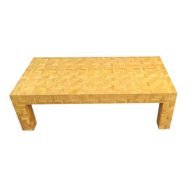 Vintage Bamboo & Rattan Coffee Table For Sale