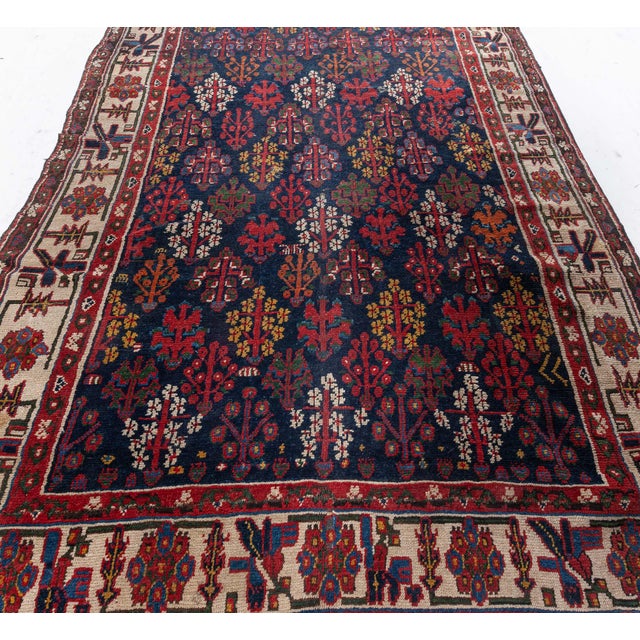 Textile 19th Century North West Persian Botanic Handwoven Wool Rug For Sale - Image 7 of 9