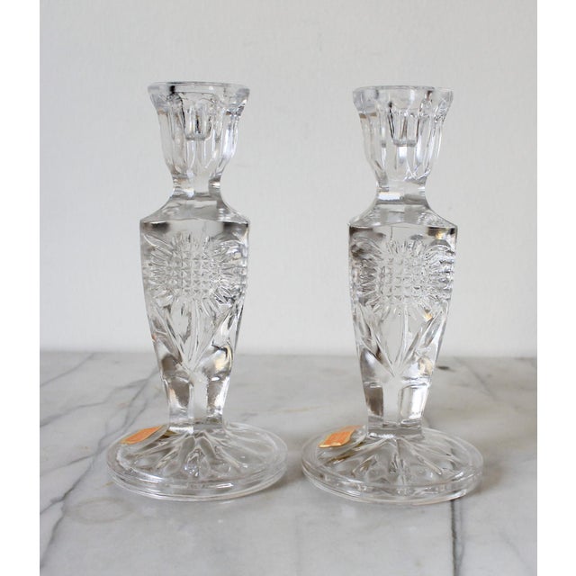 Hollywood Regency Vintage Italian Crystal Taper Candle Holders For Sale - Image 3 of 11